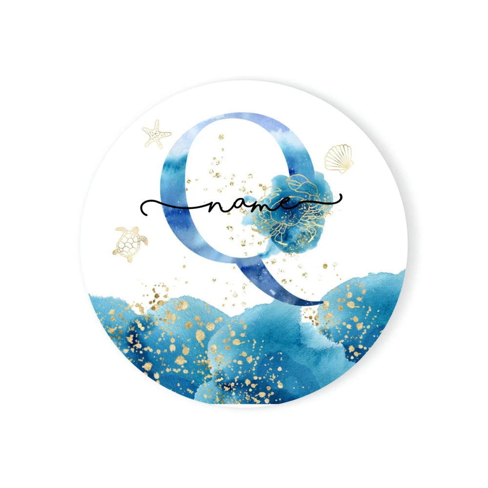 Personalized Ceramic Coaster – Custom Name & Ocean Design Gift