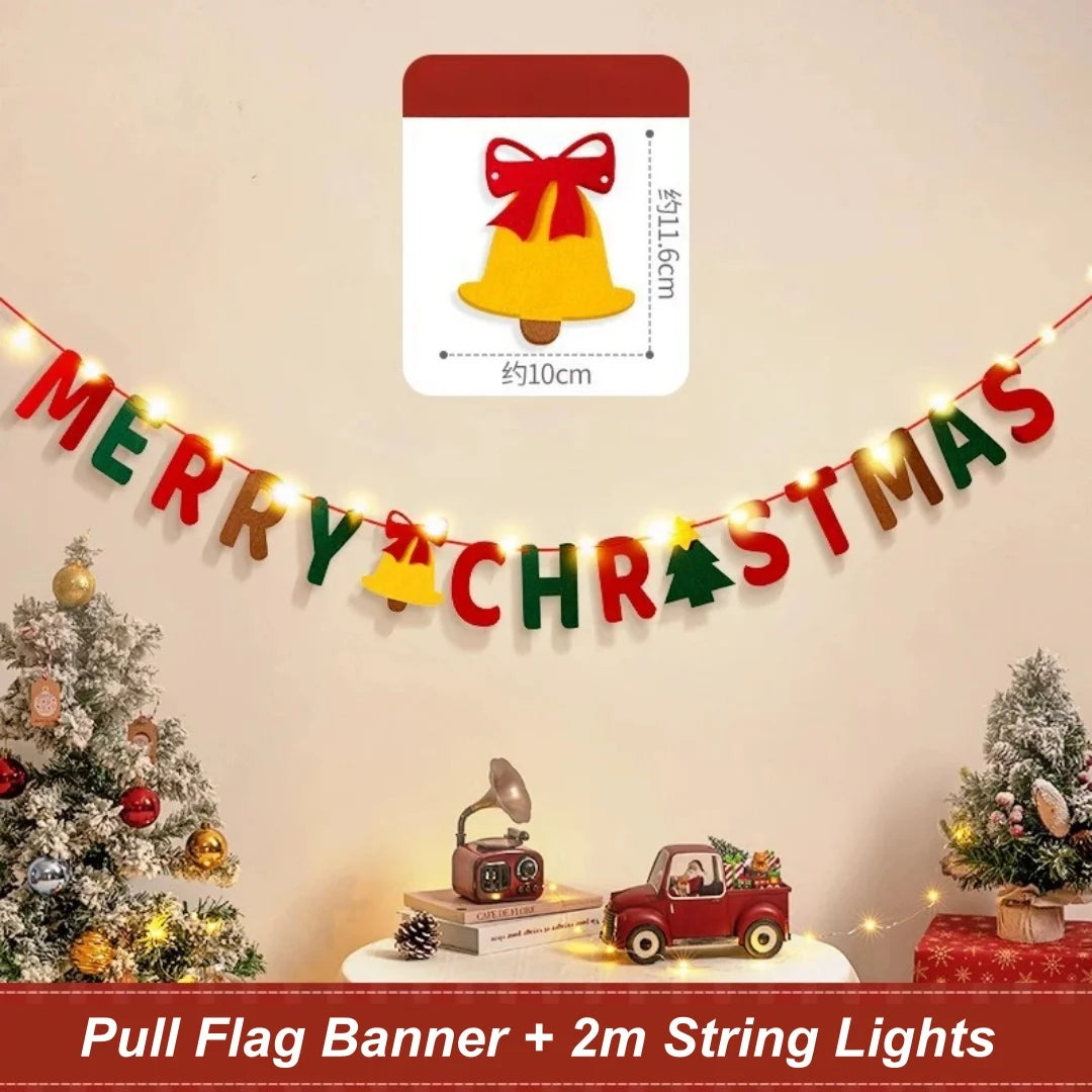 DIY Christmas Pull Flag Banner with LED Lights – Holiday Décor