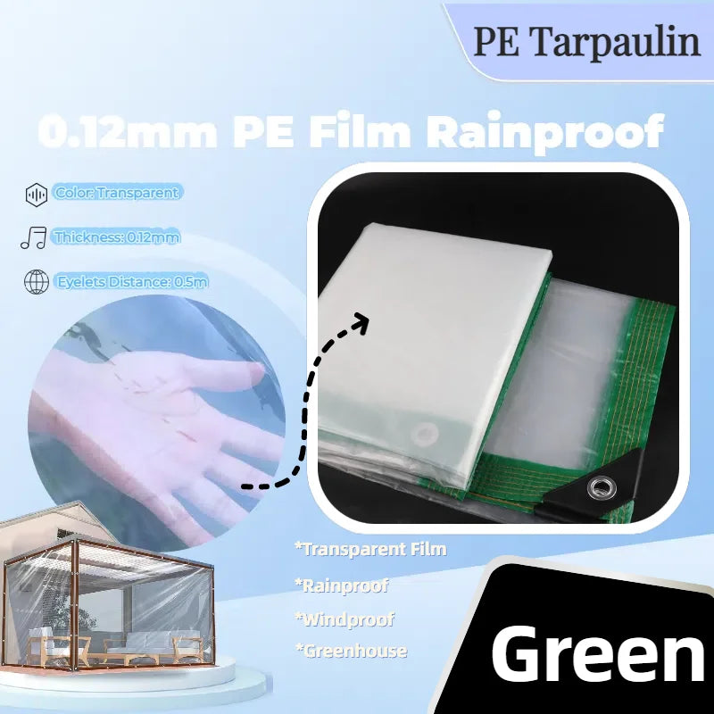 0.12mm Transparent PE Tarpaulin – Waterproof Garden Cover