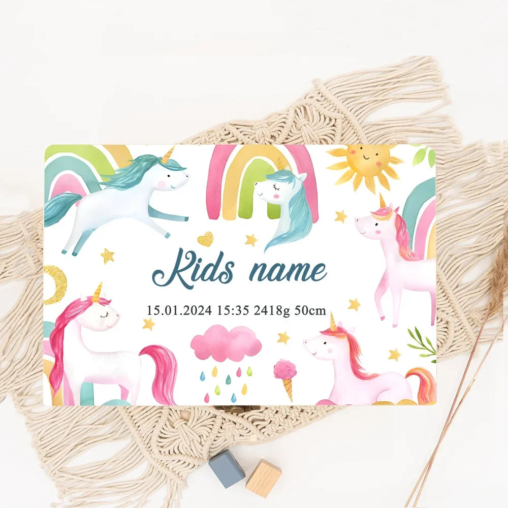 Personalized Unicorn Wooden Baby Memory Keepsake Box