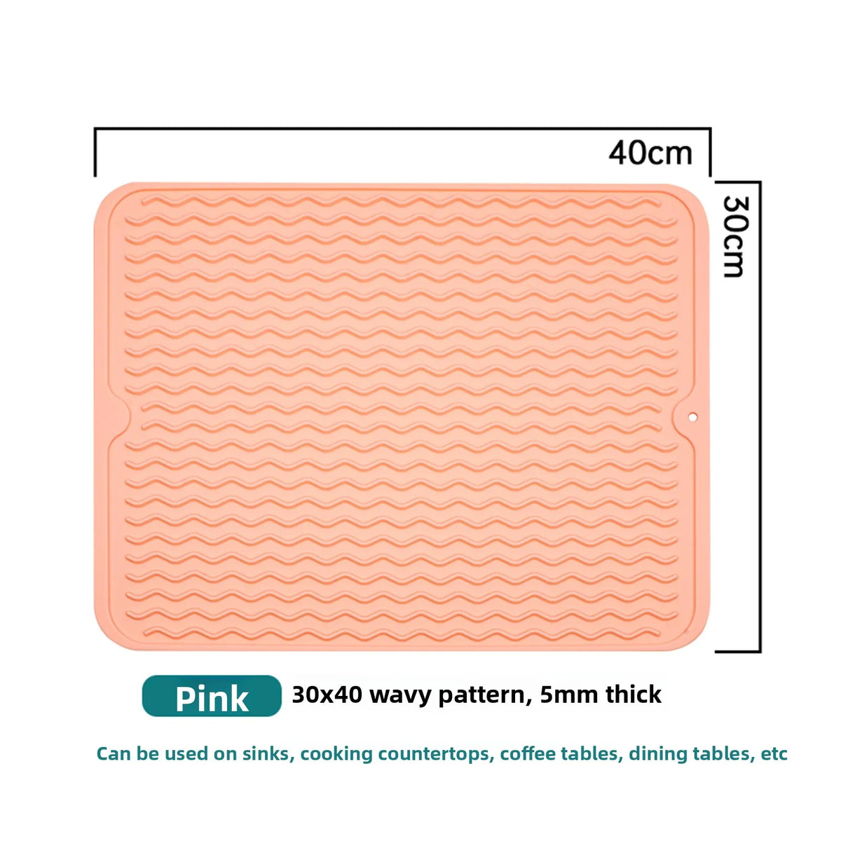 Silicone Dish Drying Mat – Heat-Resistant Wave Kitchen Pad