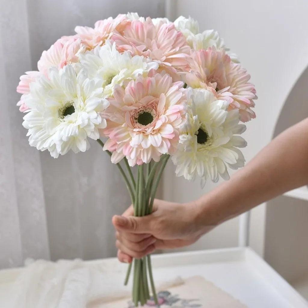 Silk Gerbera Daisy Artificial Flowers – Multi-Color 10-Stem Set