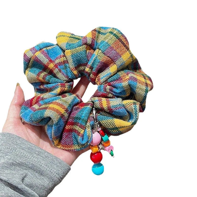 Rainbow Grid Hair Hoop – High Ponytail Headband for Women