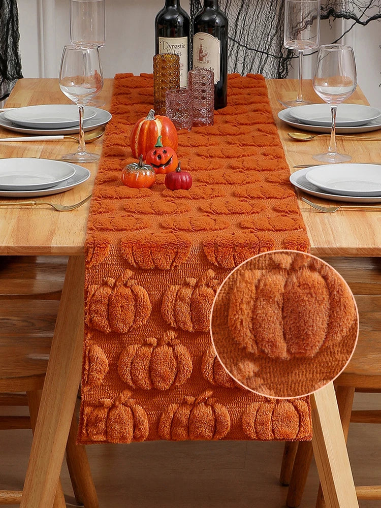 Halloween Pumpkin Ghost 3D Embroidered Table Runner | Party Decor