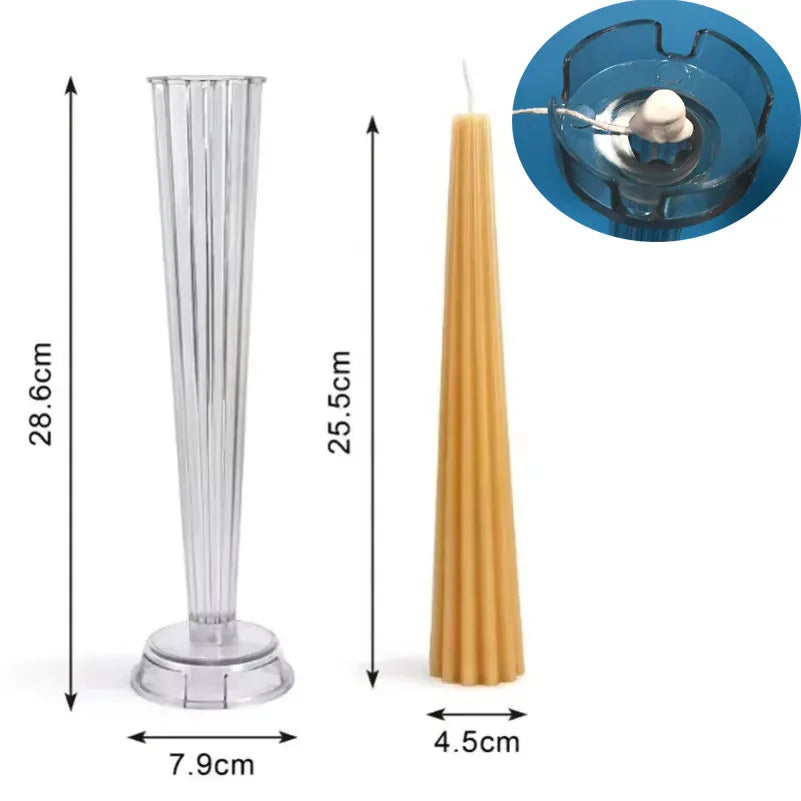 Striped Cylindrical Candle Mold | Long Pole PC Plastic DIY