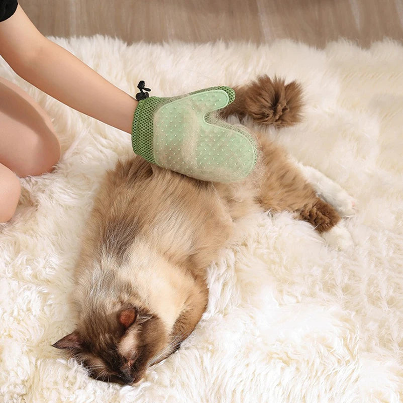 Two-Sided Silicone Pet Grooming Glove for Cats & Dogs