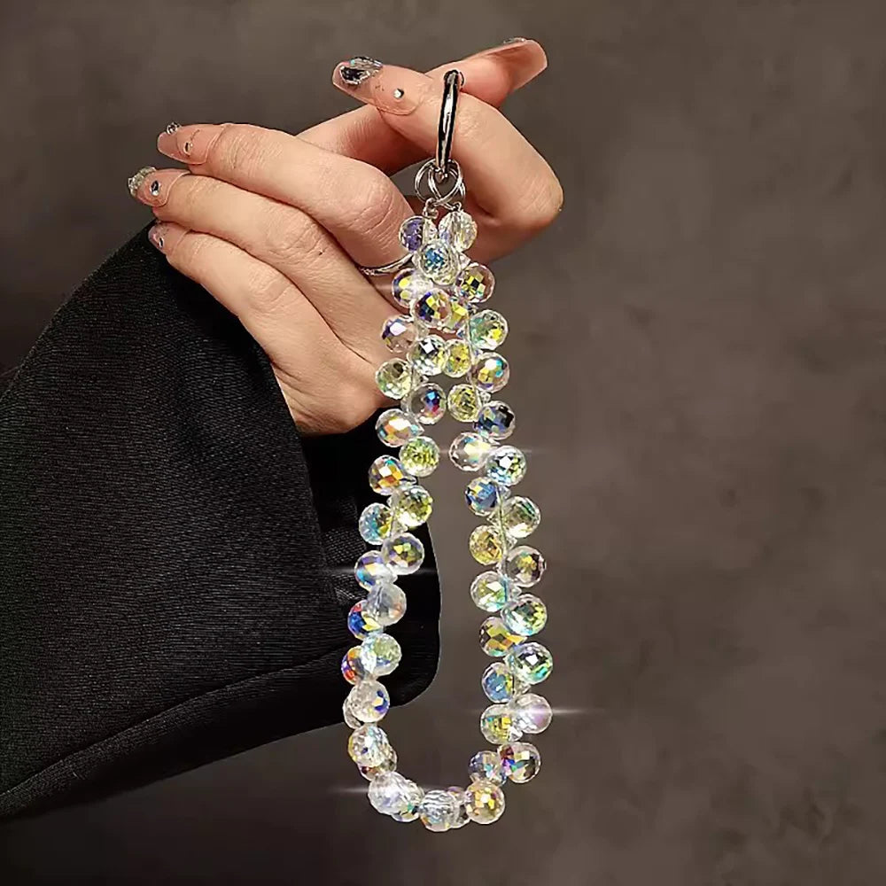 Crystal Rhinestone Bead Phone Wrist Strap Lanyard Keychain