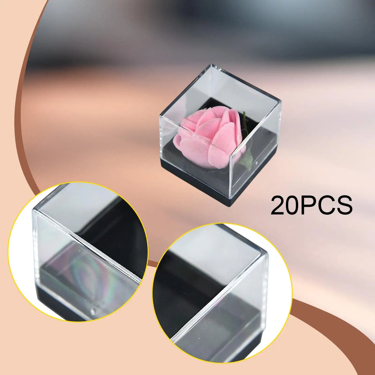 20-Pack Clear Mineral Display Boxes – Dustproof Cube Showcase