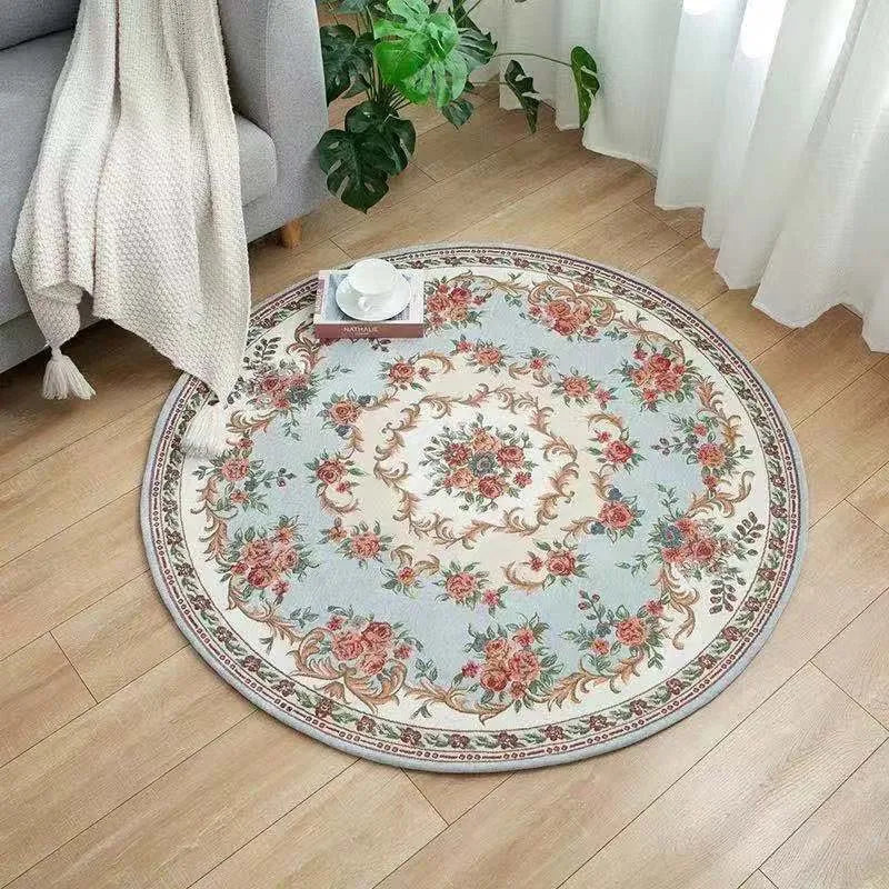 Vintage Persian Round Area Rug | Bohemian Ethnic Bedroom Decor