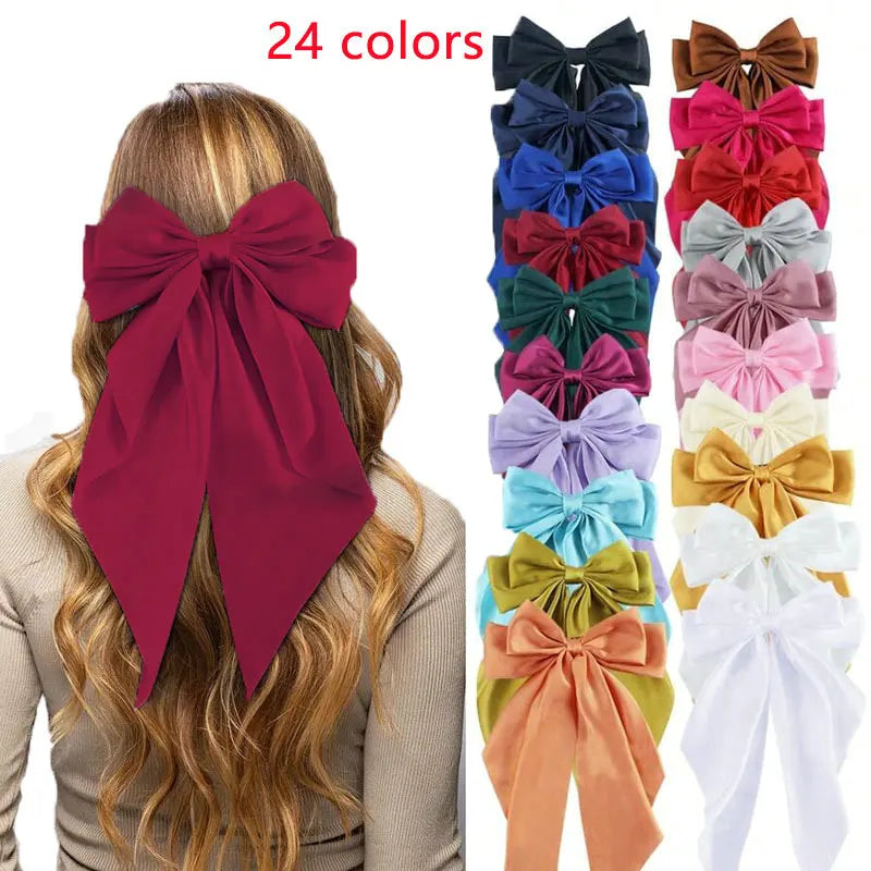 Bow Ribbon Hair Clip – Handmade Satin Barrette for Women & Girls