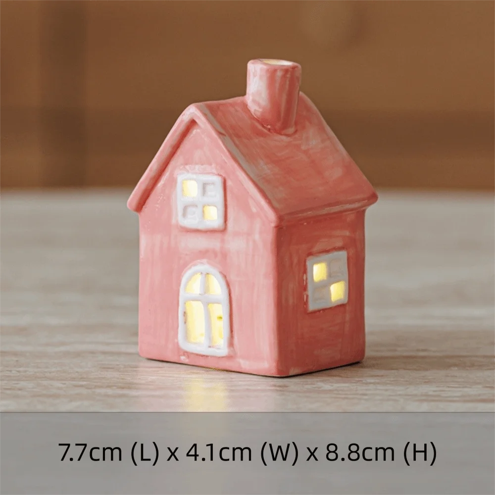 Ceramic House LED Night Light – Warm Glow Christmas Décor