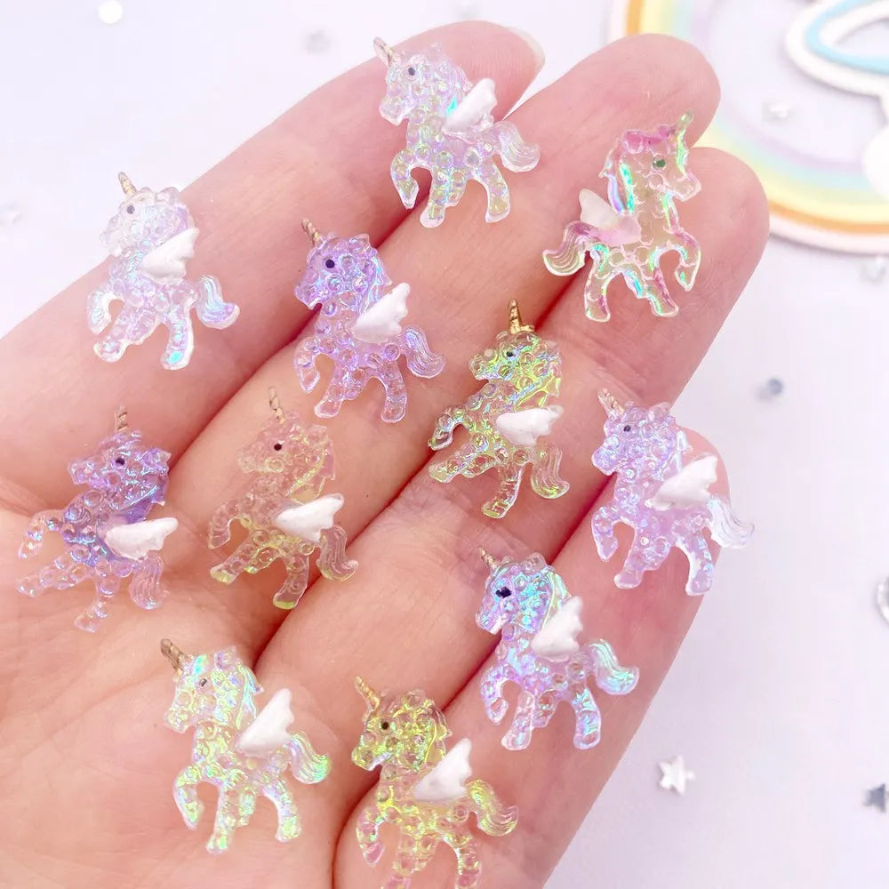 10-Piece Resin Glitter Unicorn Flatback Charms – Nail & DIY