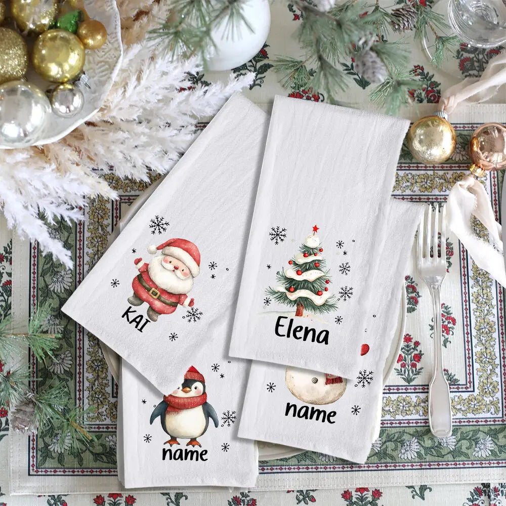 Personalized Christmas Tea Towel – Festive Holiday Kitchen Gift