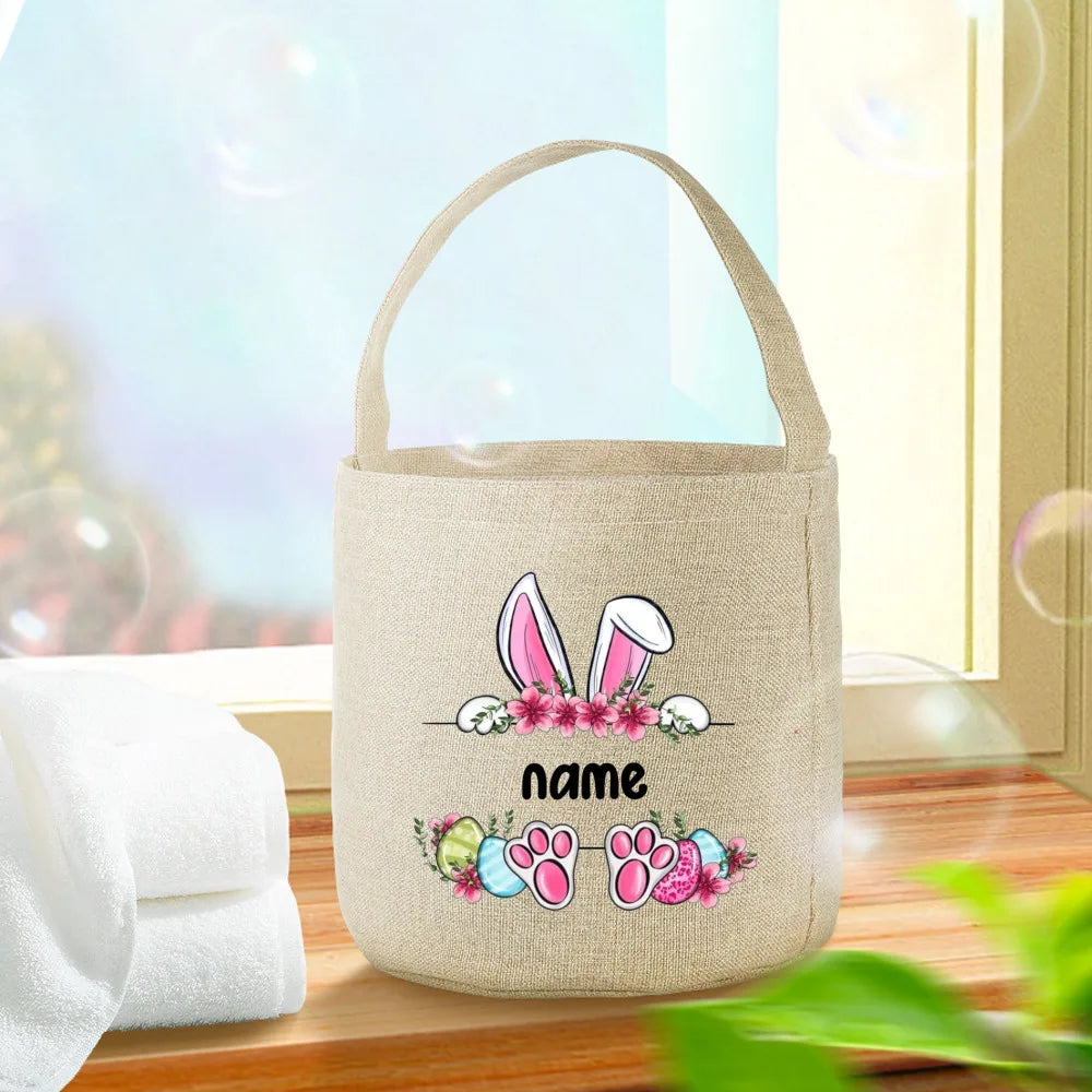 Personalized Easter Bunny Tote Bag | Kids Candy Bucket