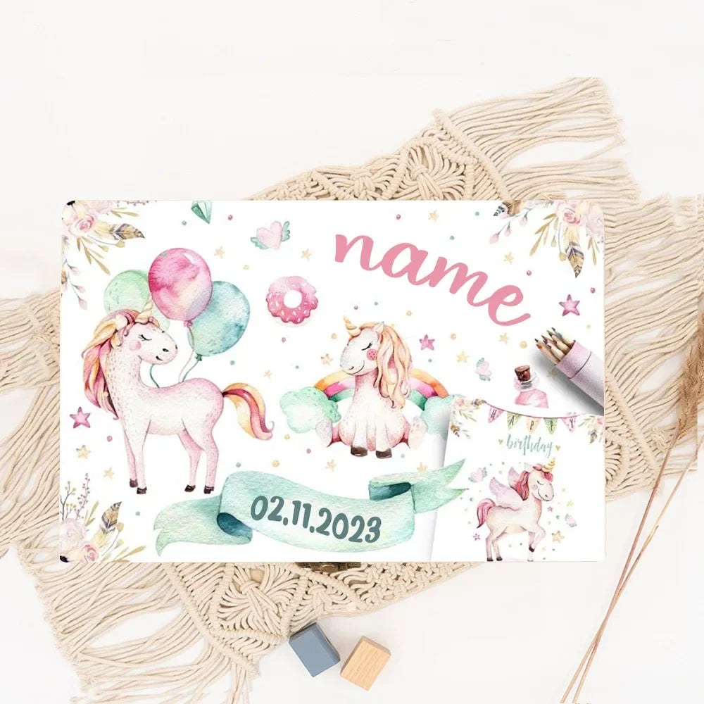 Personalized Unicorn Wooden Baby Memory Keepsake Box