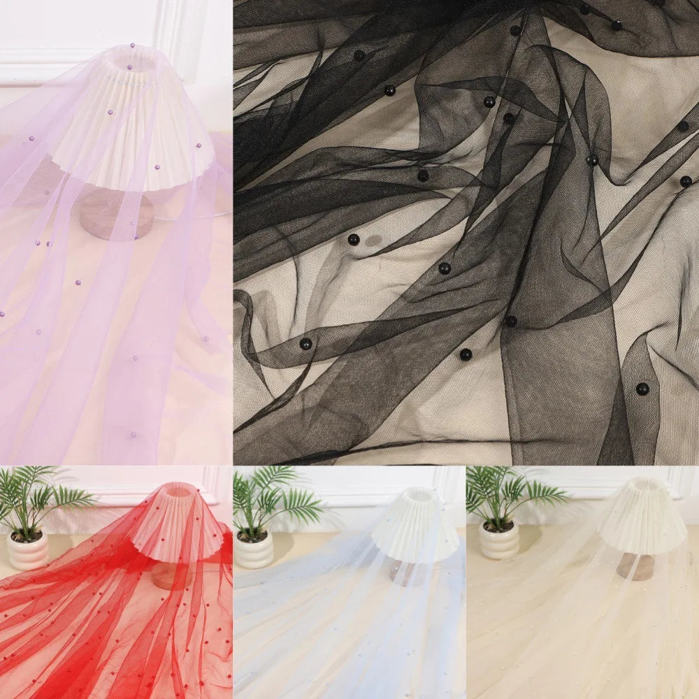 Pearl Tulle Fabric – Soft Mesh Yarn for Weddings & DIY Decor