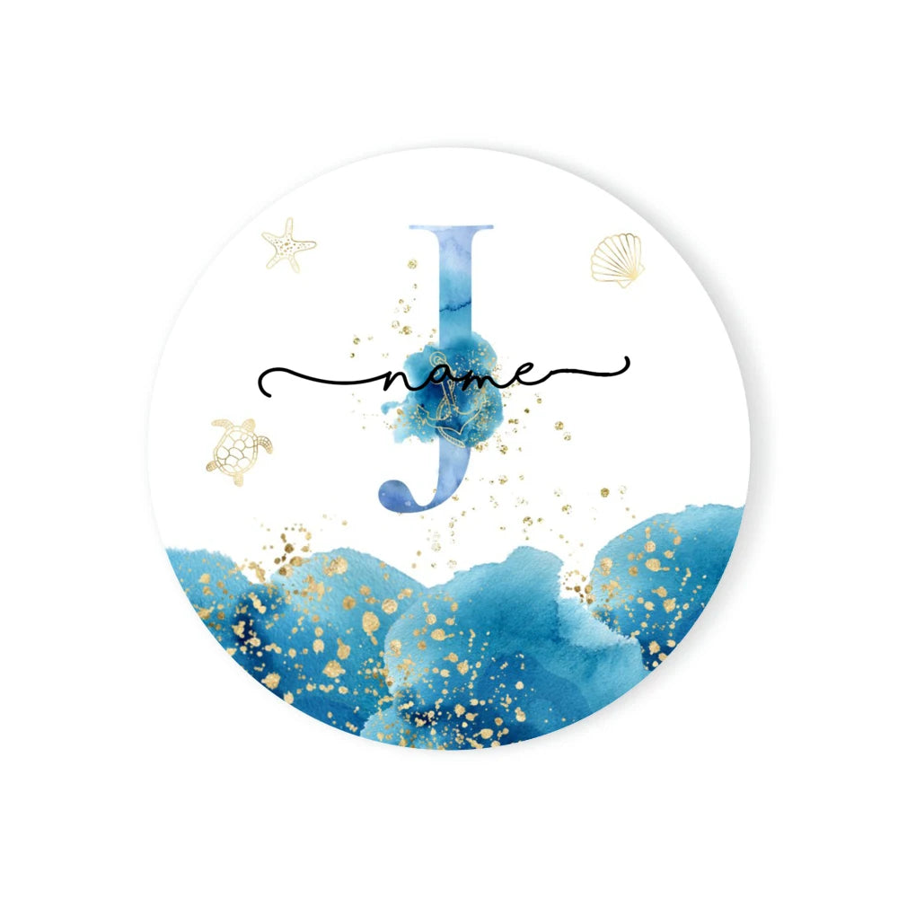 Personalized Ceramic Coaster – Custom Name & Ocean Design Gift