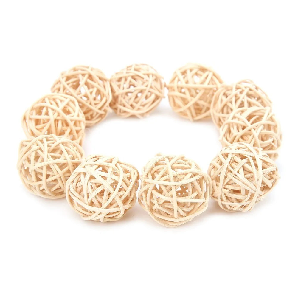 10-Pack Natural Rattan Wicker Balls – Bird Chew Toys 3cm
