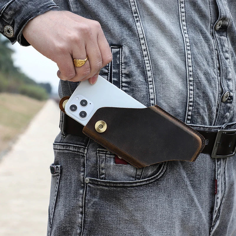 PU Leather Phone Belt Holster | Magnetic Clip Waist Bag 6.1"