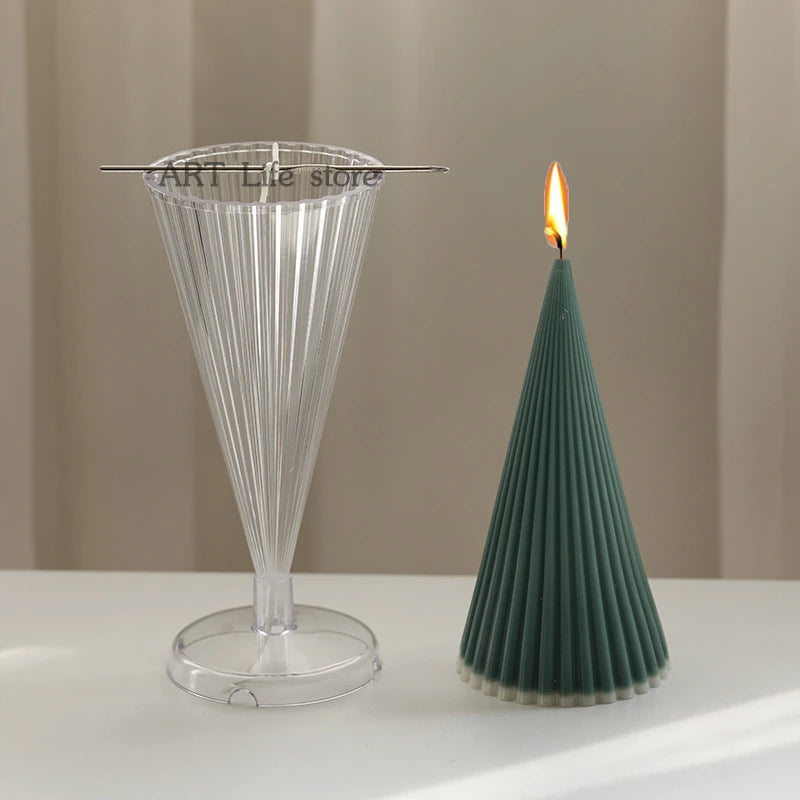 Striped Conical Acrylic Candle Mold – DIY Candle Making Tool