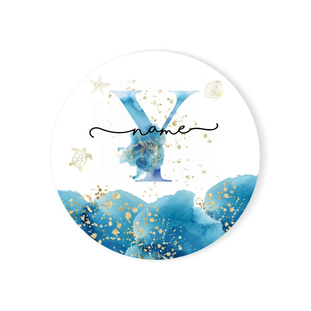 Personalized Ceramic Coaster – Custom Name & Ocean Design Gift