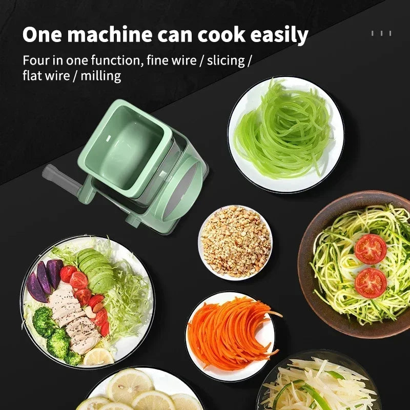 Hand Crank Vegetable Cutter – 3-Blade Slicer & Shredder