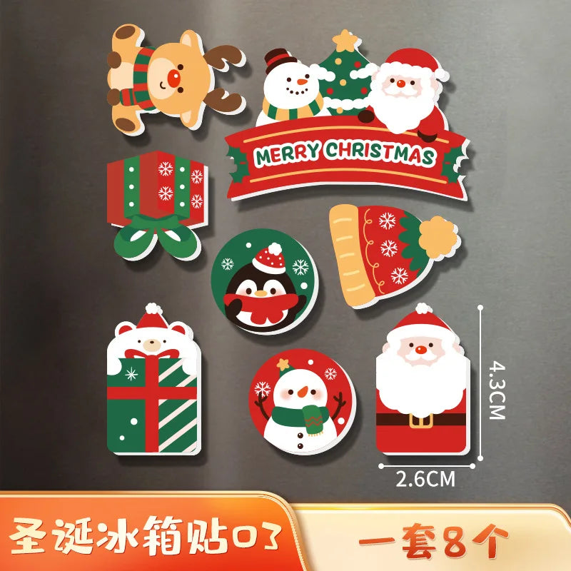 Christmas Magnetic Fridge Stickers – Santa Holiday Decor Set