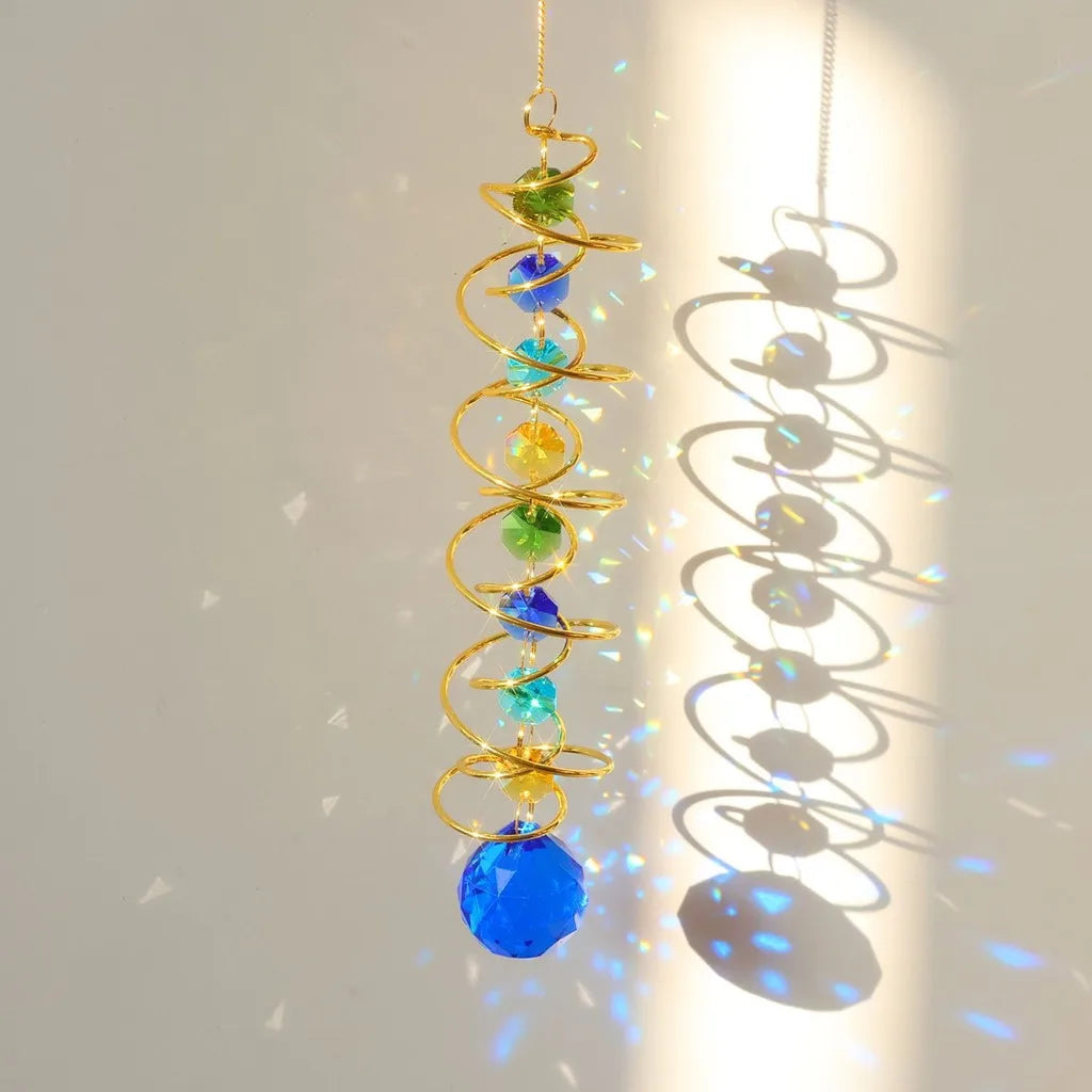 Crystal Spiral Sun Catcher – Rainbow Light Wind Spinner Decor