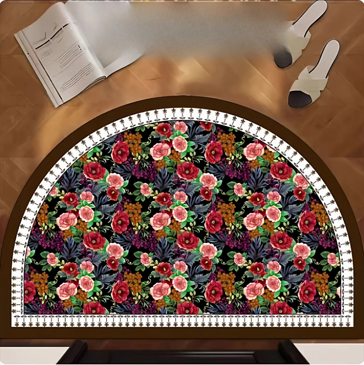 Semi-Circular Retro Anti-Slip Floor Mat – Bathroom & Entryway