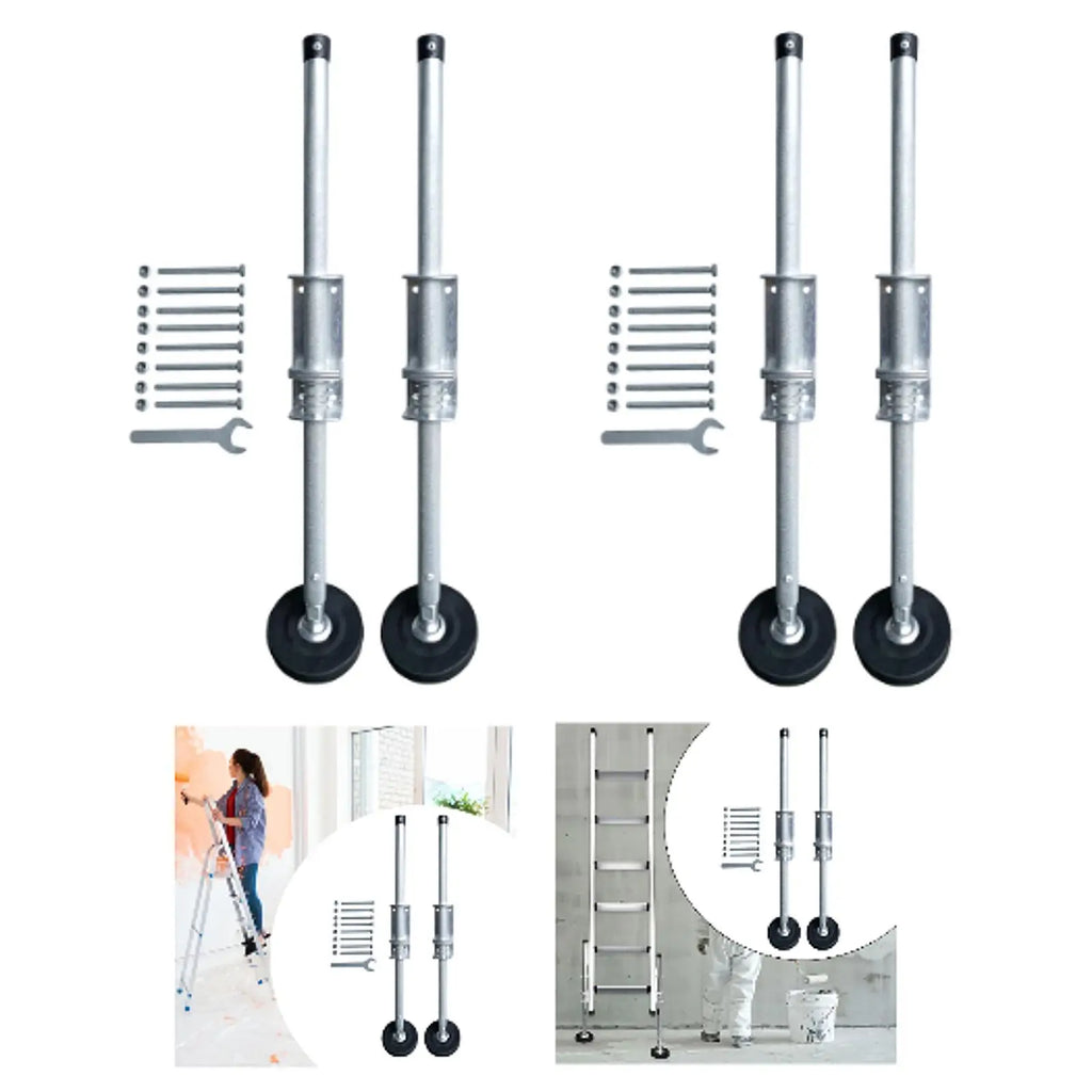 2-Pack Adjustable Steel Ladder Levelers with Rubber Feet