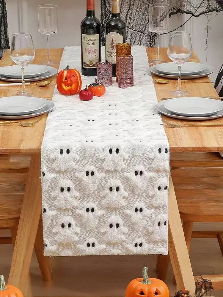 Halloween Pumpkin Ghost 3D Embroidered Table Runner | Party Decor