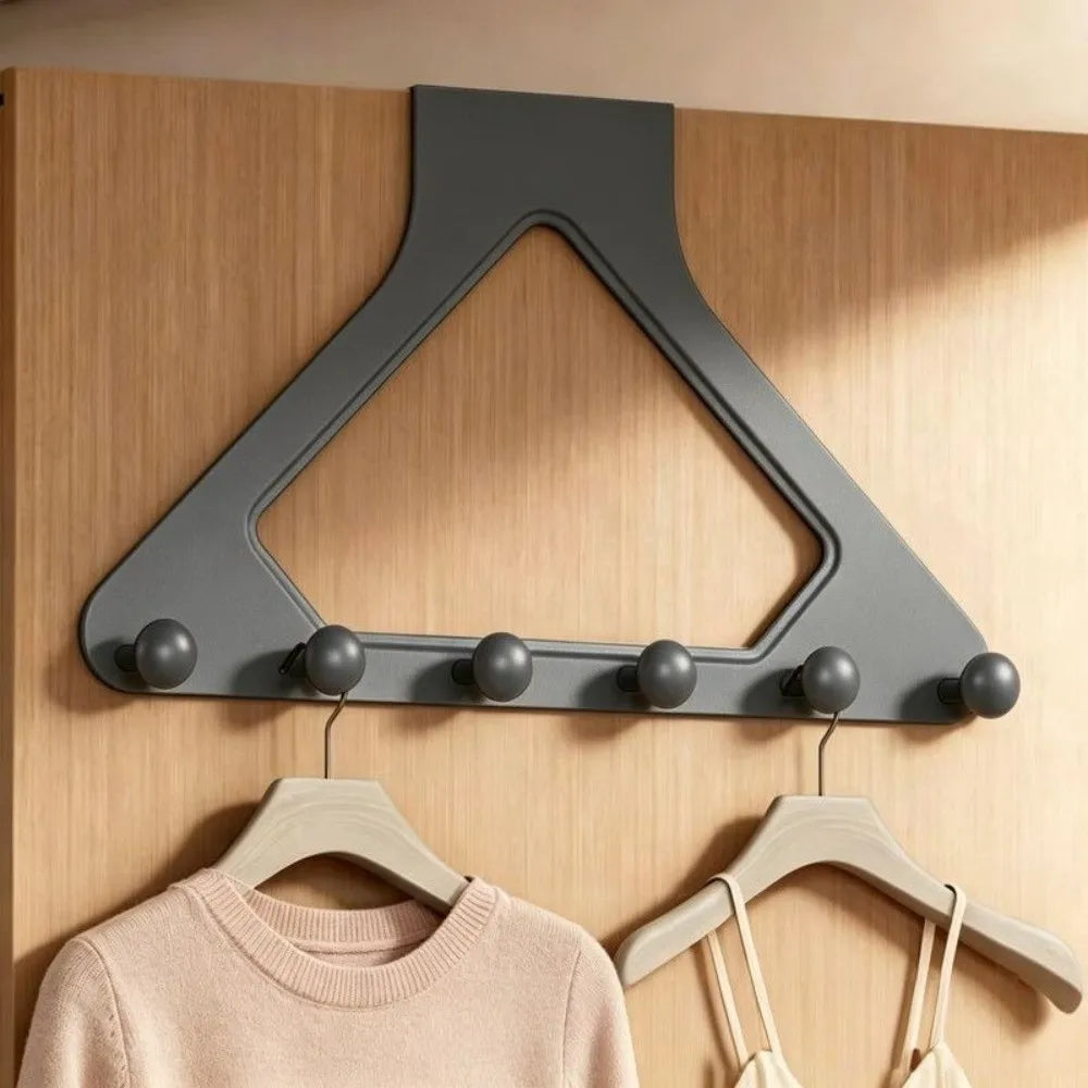 No-Drill Over-the-Door Triangular Hook Organizer | Cream