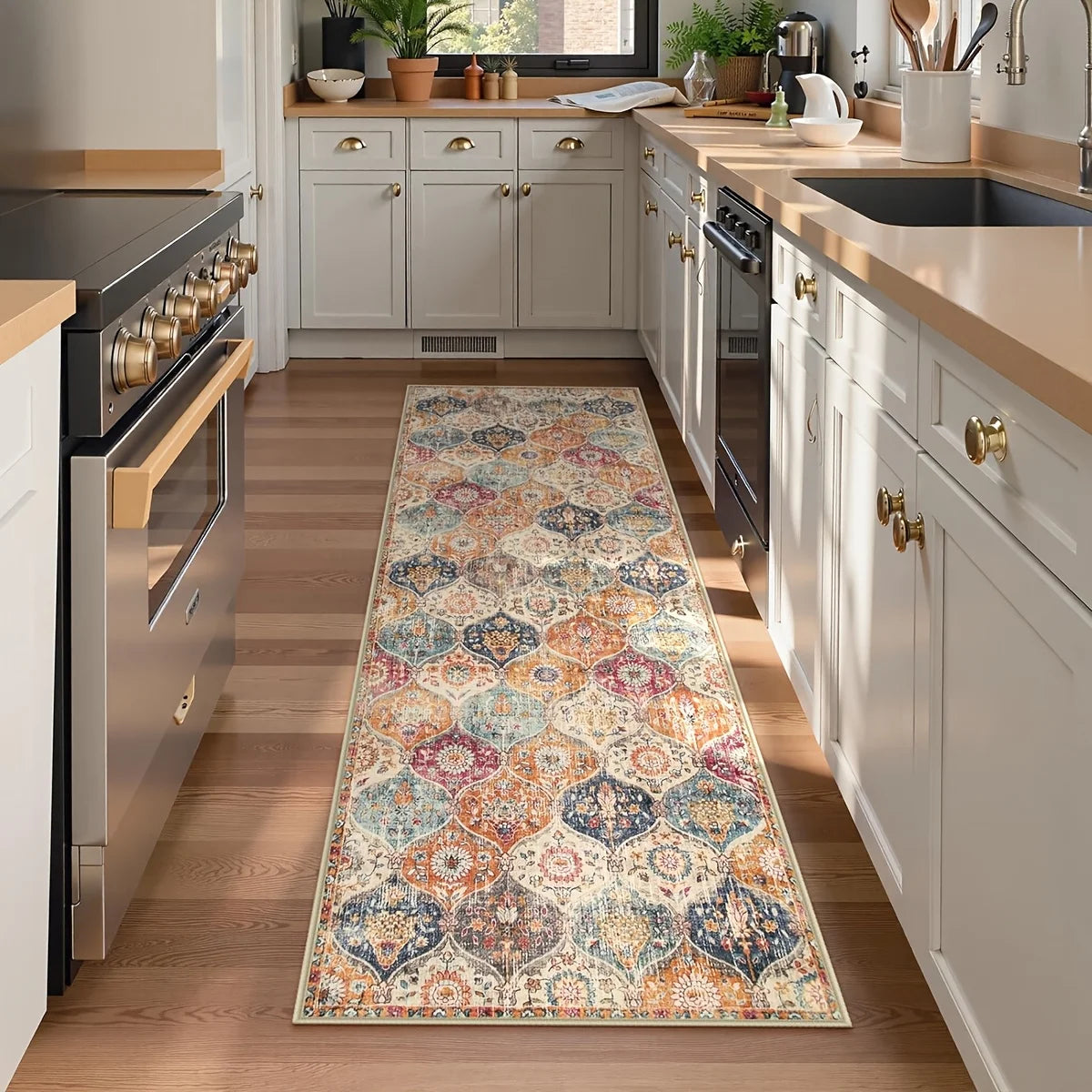 Vintage Butterfly Floral Runner Rug – Boho Non-Slip Hallway Mat