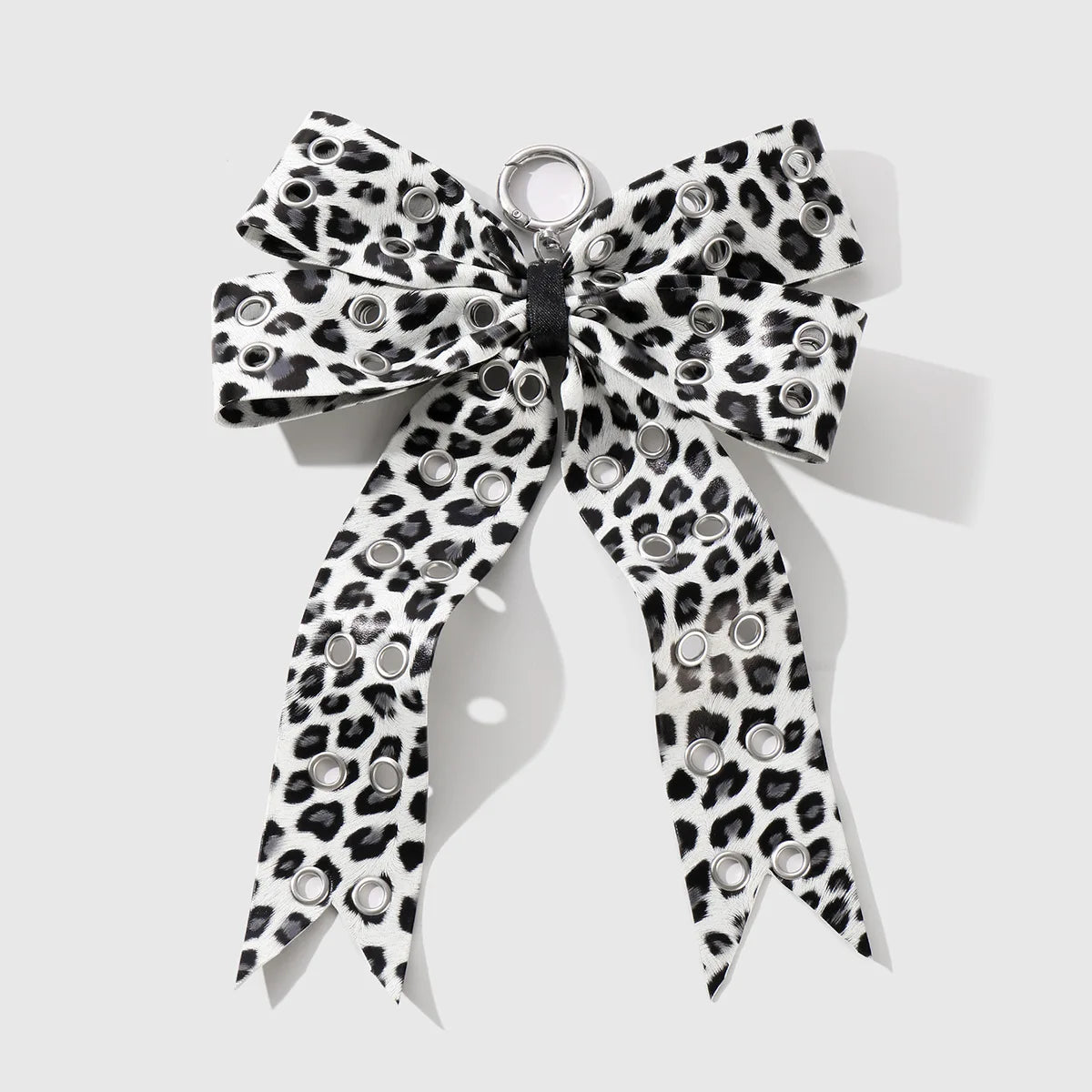 Y2K Punk Bow Bag Charm Keychain – Leopard & Cow Print
