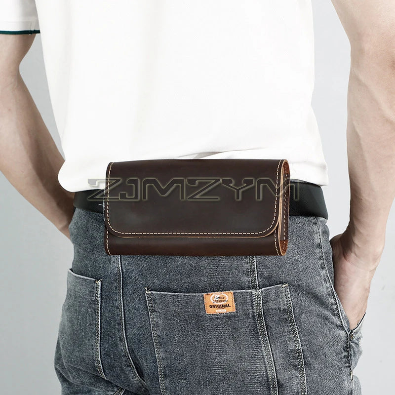 Men's Genuine Leather Waist Belt Bag – Slim Hip Fanny Pack