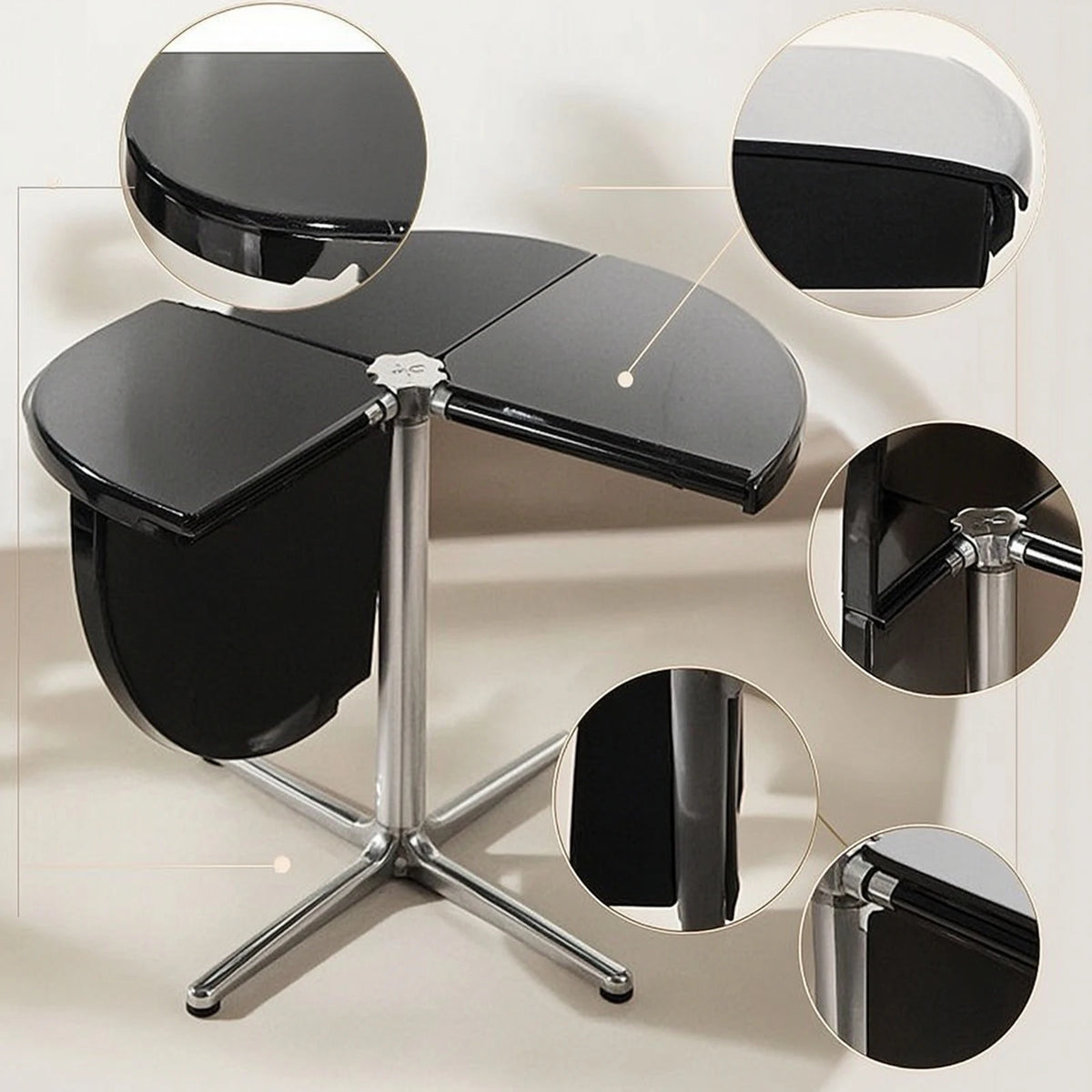 Folding Dining Table | Glossy Compact Round Table for Apartments
