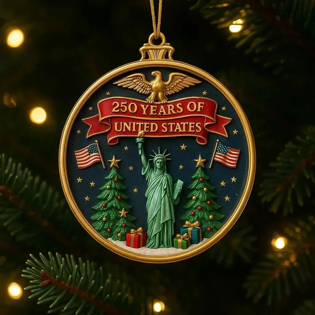 USA 250th Anniversary Bell Ornament | Patriotic Acrylic Decor