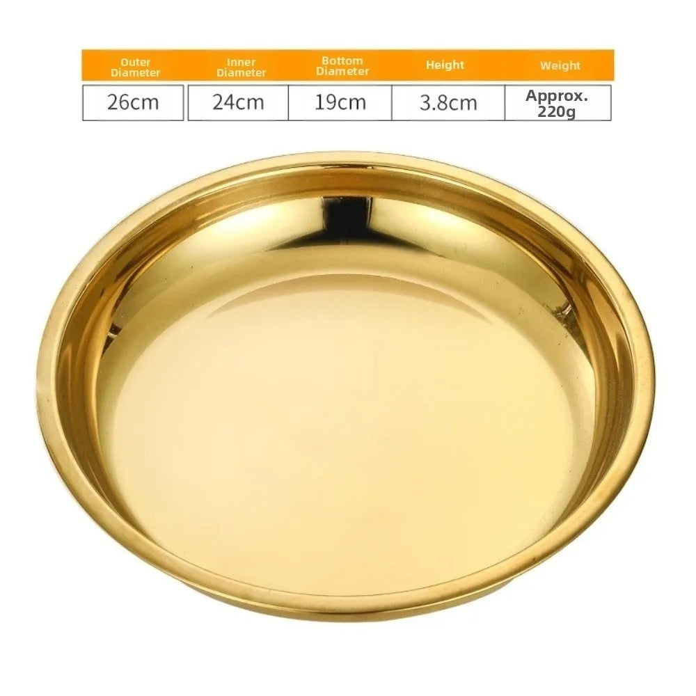 Stainless Steel Round Shallow Tray | Rustproof Camping Plate