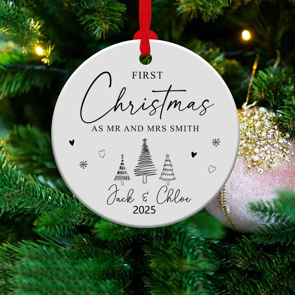 Personalised 1st Christmas Mr & Mrs Ornament Bauble