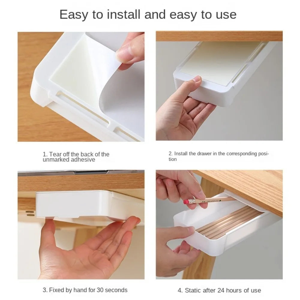 Self-Adhesive Under-Desk Drawer | Hidden Storage Organizer