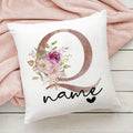Personalized Initial Flower Pillowcase | Custom Name Cushion Cover
