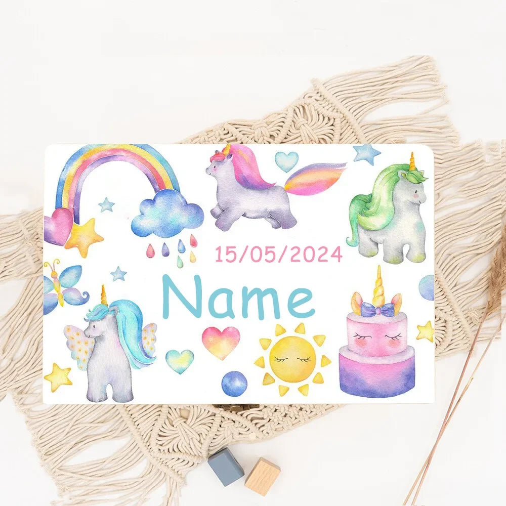 Personalized Unicorn Wooden Baby Memory Keepsake Box