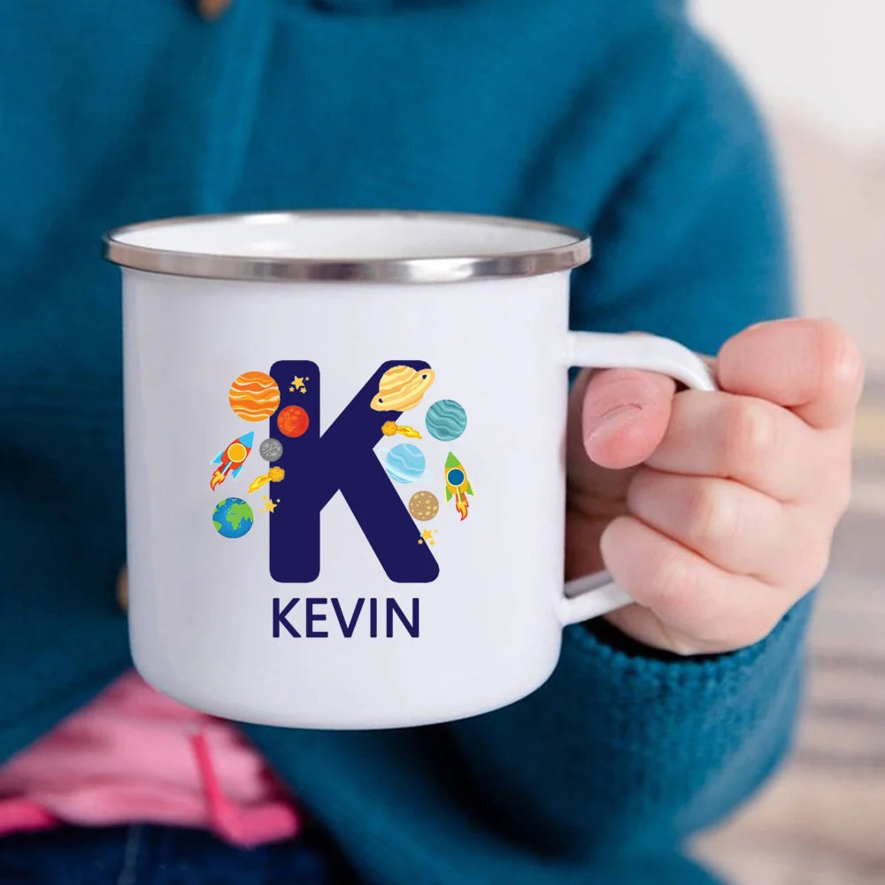 Personalized Kids Space Enamel Mug | Birthday Gift for Boys & Girls