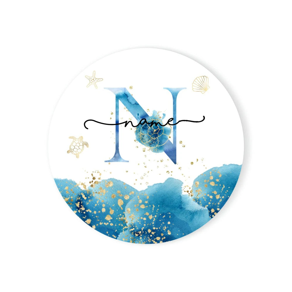 Personalized Ceramic Coaster – Custom Name & Ocean Design Gift