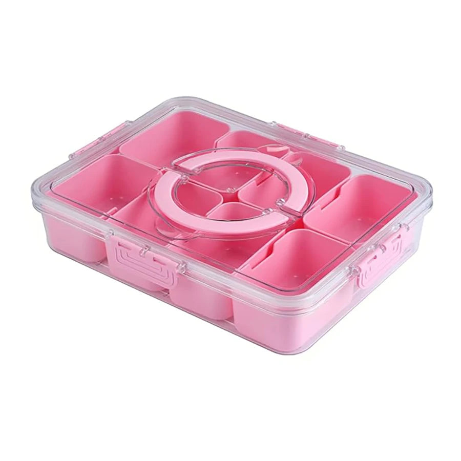 Snackle Box 8-Compartment Divided Serving Tray with Lid