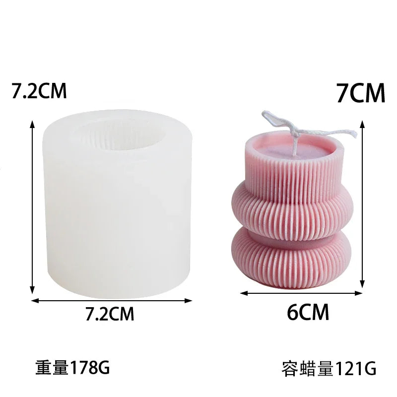 3D Striped Cylinder Silicone Mold for Candles, Soap & Resin