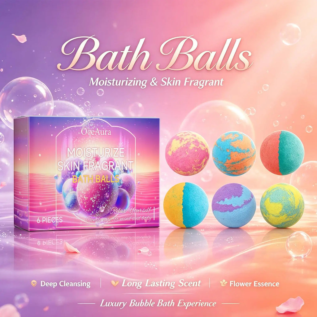 OceAura Bath Bomb Gift Set – Moisturizing Botanical Bubble Balls