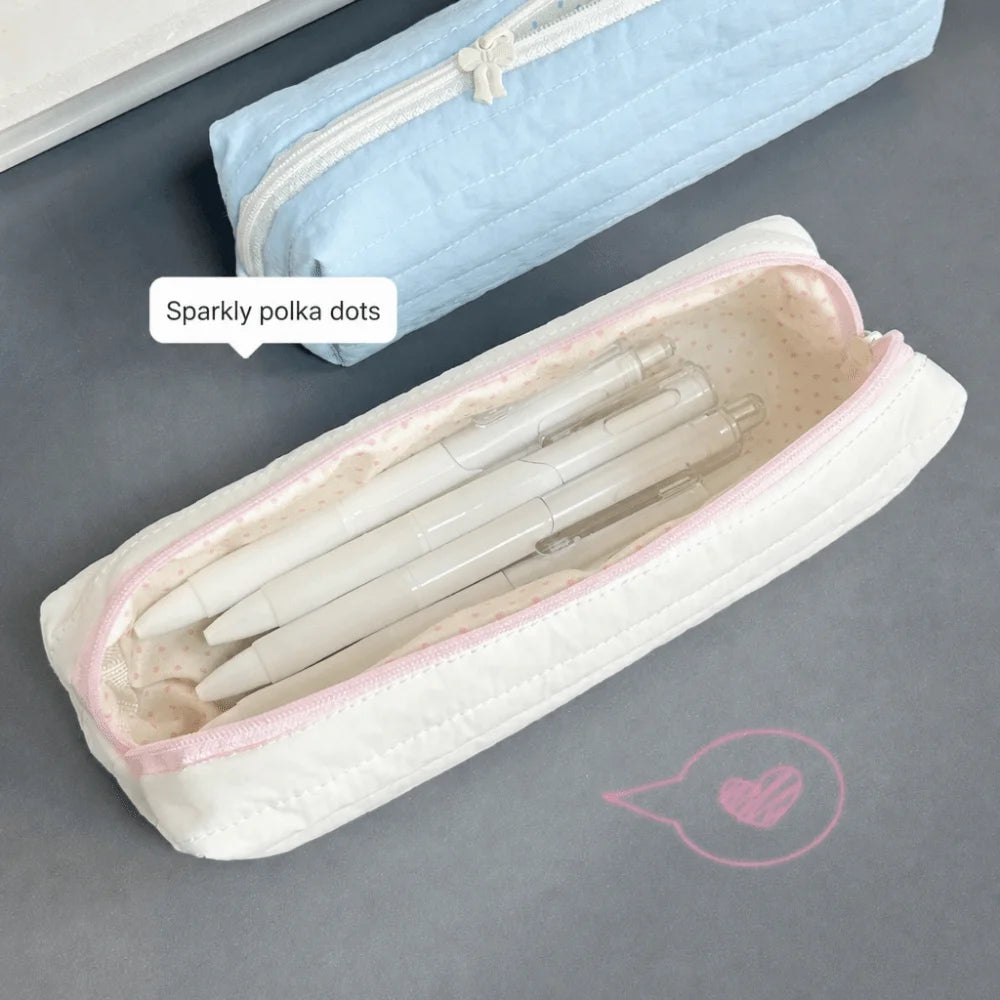 Large-Capacity Cream Pencil Case – Cute Rabbit Stationery Bag