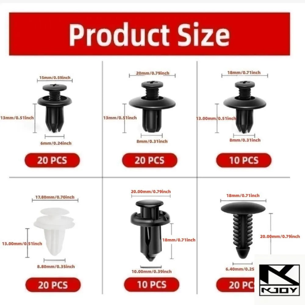 100-Pc Car Push Pin Rivet Clips – Bumper & Trim Fastener Kit