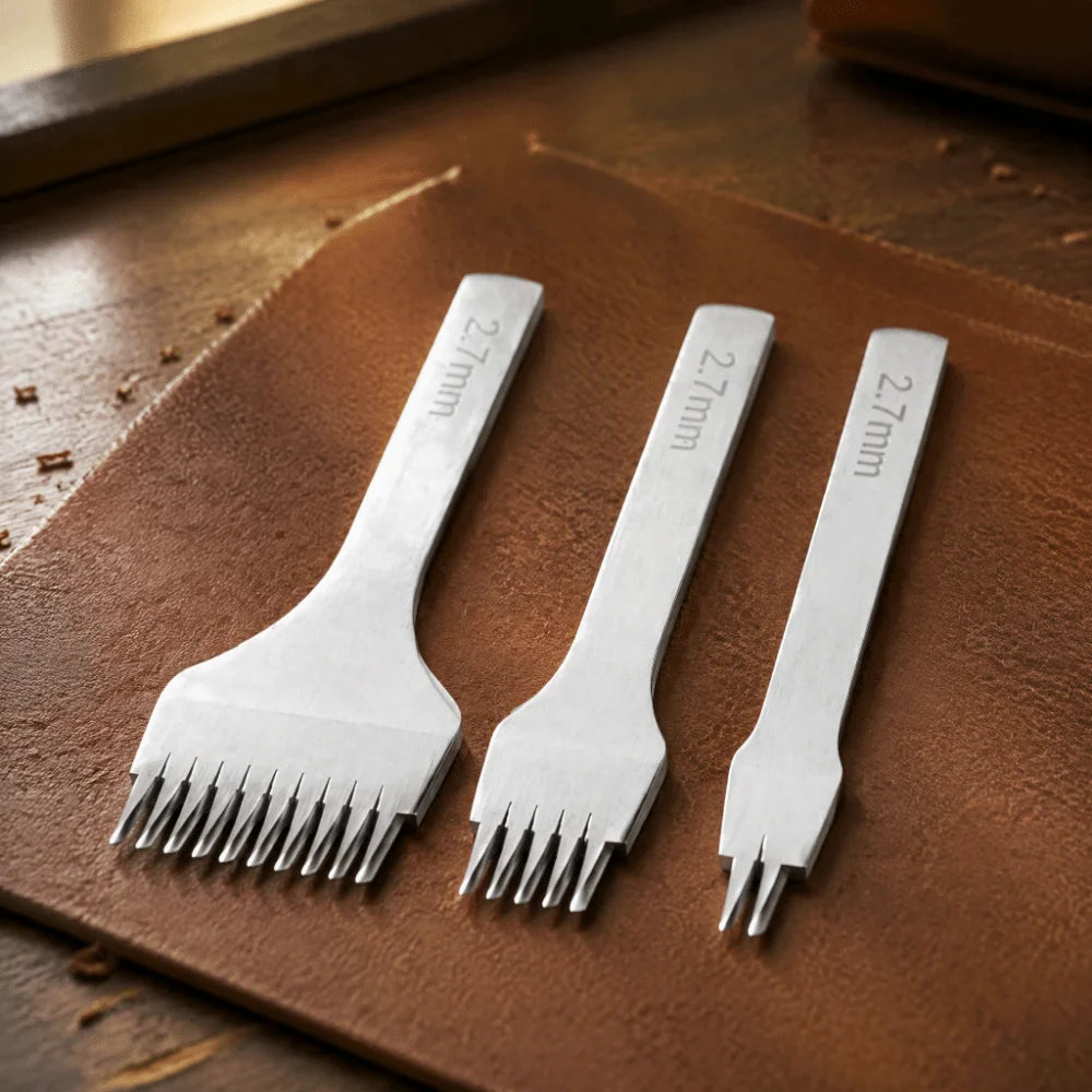 3-Piece Leather Stitching Chisel Set – 2/5/10 Prong, 2.7mm